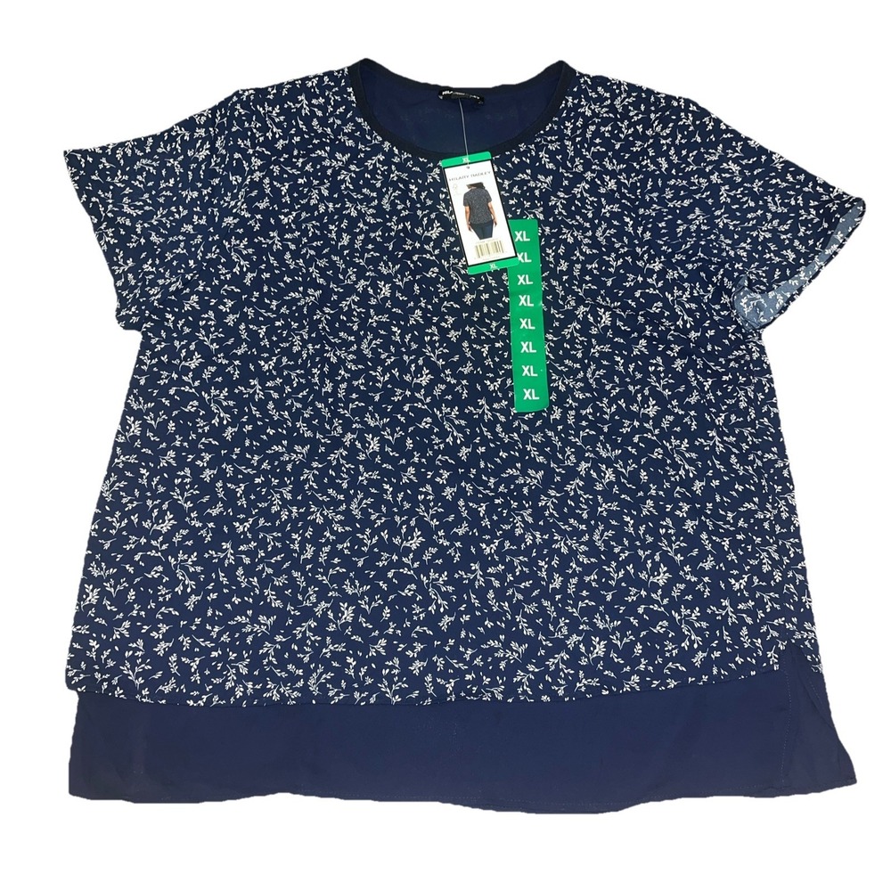 Hilary Radley Ladies' Short Sleeve Blouse | Navy Combo | L